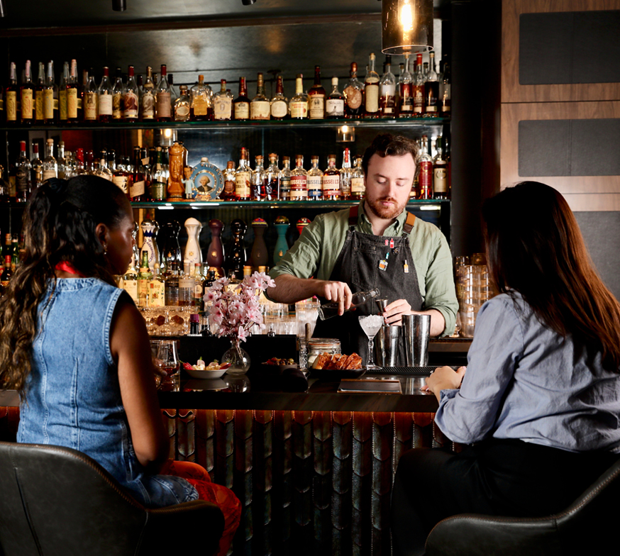 Christian Paolini of The Fountain Inn, Washington, D.C pours a cocktail